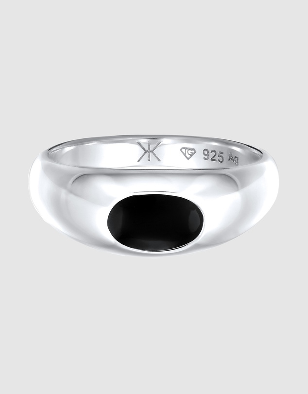 Kuzzoi - ICONIC EXCLUSIVE - Enamel Signet Ring in 925 Sterling Silver