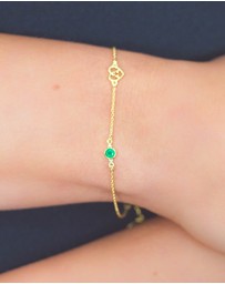 Georgini - Natural Green Agate And Two Natural Diamond May Gold Bracelet