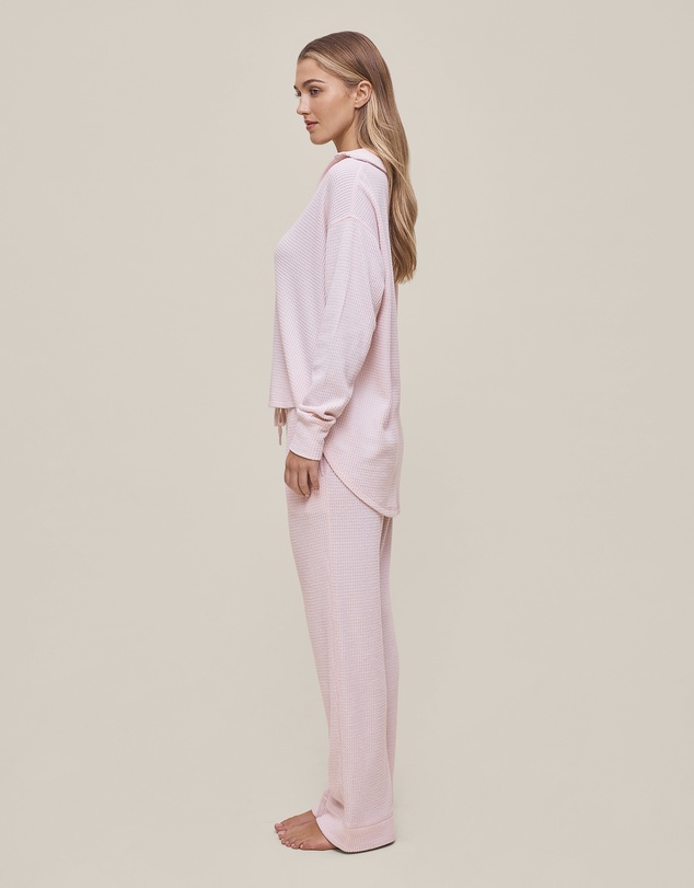 Papinelle - Super Soft Waffle Open Collared Long Sleeve Top and Pant