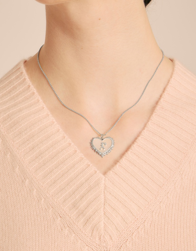 Karen Walker - Runaway Flaming Mother Of Pearl Heart Necklace 55cm