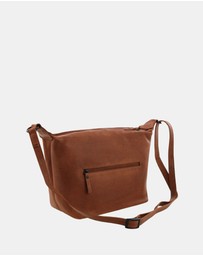 Milleni - Milleni Ladies Genuine Leather Double Zip Cross-Body Bag