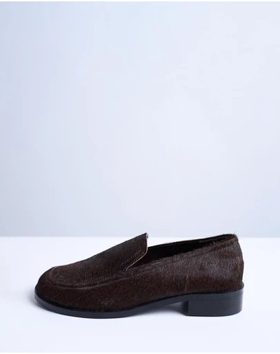 TOPSHOP - Corrie Real Leather Pony Flat Shoe Loafers