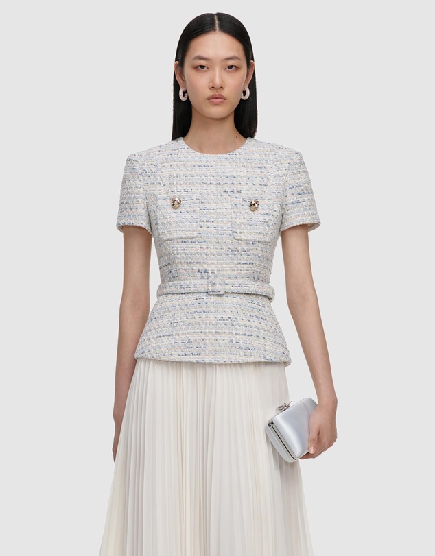 Self Portrait - Boucle Chiffon Midi Dress
