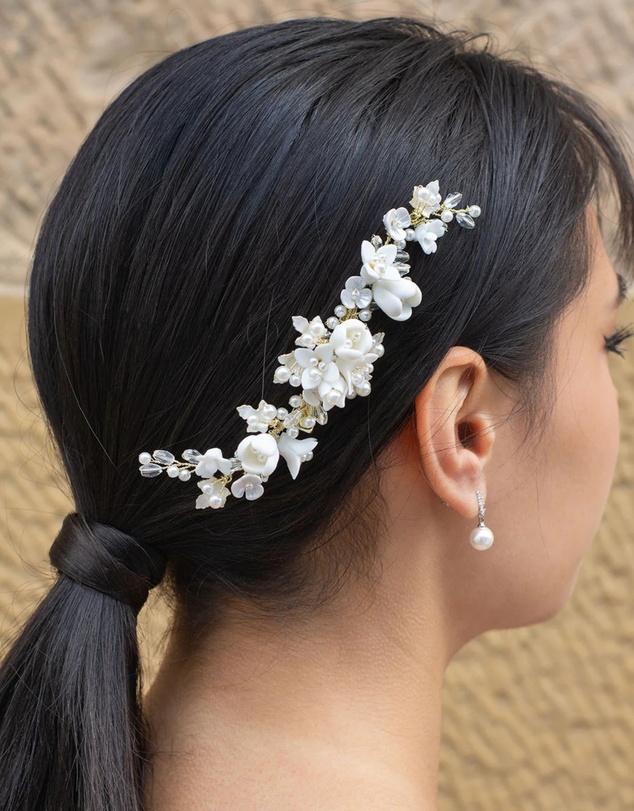The White Collection - Caroline - Pearl Detail Gold Bridal Hair Piece