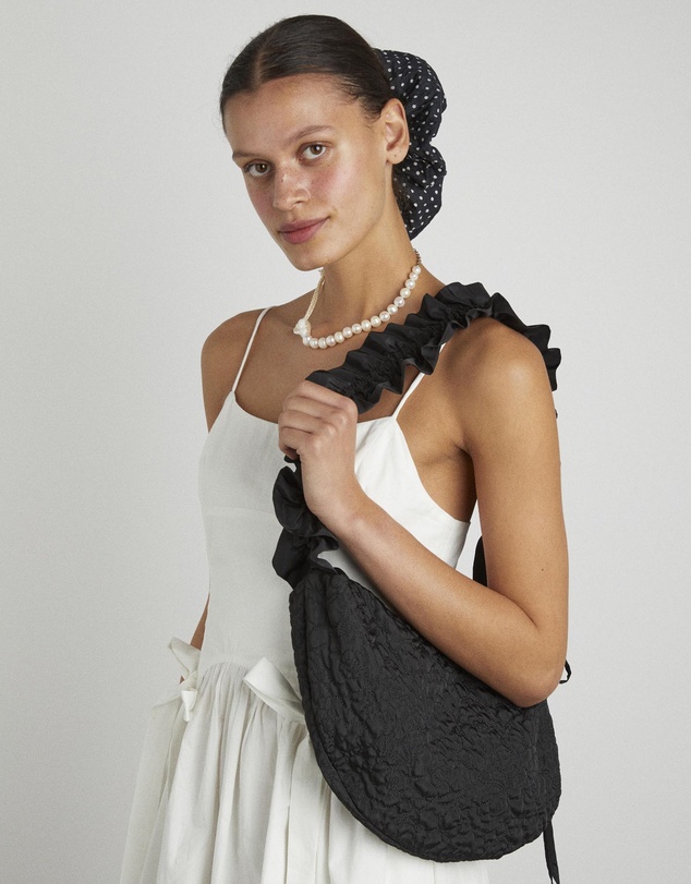 Damson Madder - Embroidered Rose Ruched Kidney