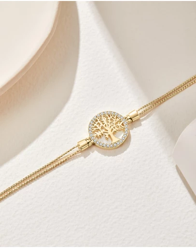 Mestige - Maple Tree of Life Bracelet embellished with crystals by Swarovski® - 18K Gold Plated