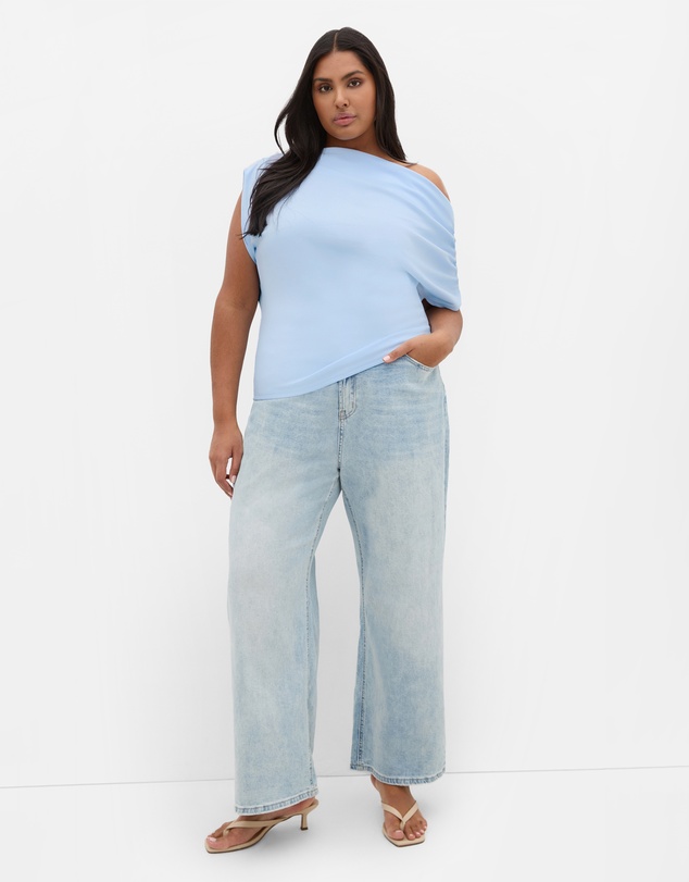 City Chic - Plus size Imani Off Shoulder Top - sky blue