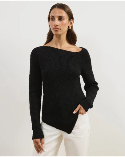Atmos&Here - Toni Long Sleeve Knit With Asymmetric Neckline And Hem