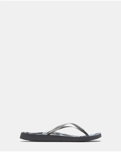 Vionic - Noosa Print Toe Post Sandal - Black Silver Cheetah