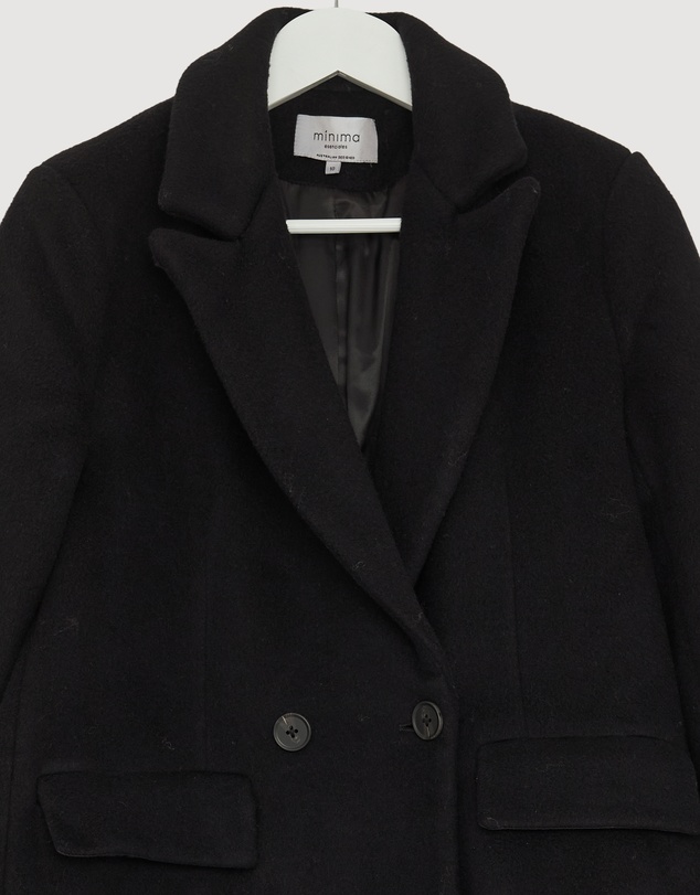 Revibe - Repaired Minima Esenciales Maren Brushed Wool Long Coat - AU 10