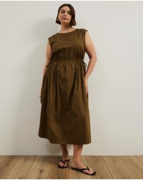 Atmos&Here Curvy - Cora Drawstring Poplin Midi Dress