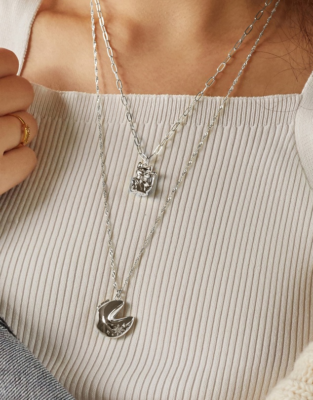 Wanderlust + Co - Fortune Cookie Silver Locket Necklace