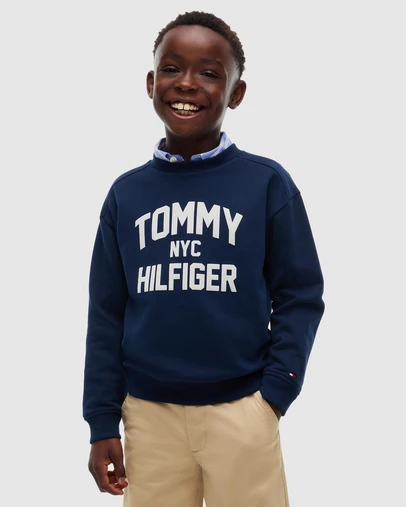 Tommy Hilfiger - Logo Sueded Crew Neck Sweatshirt - Teens