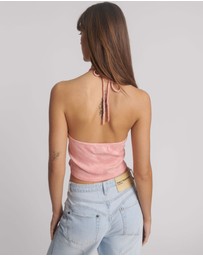 ONE TEASPOON - Tie Dye Heart Cropped Halter Neck Top - Pink