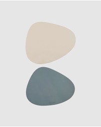 Lilly + Dash - Dog & Cat Asymmetric Placemats - Pebble Blue & Sand