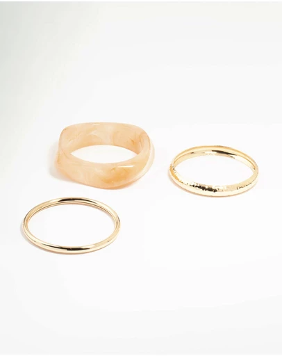 Lovisa - Gold & Acrylic Bangles 3-Pack
