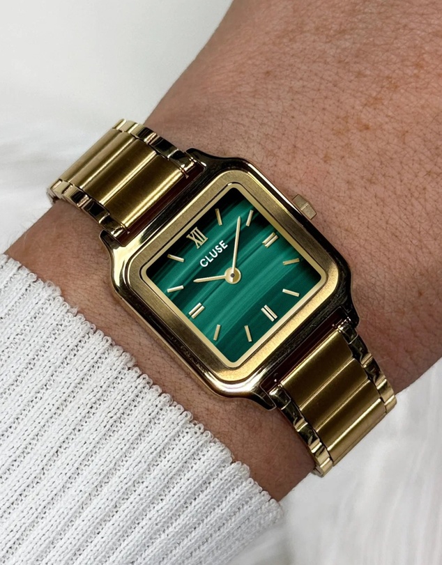 Cluse - CLUSE Gracieuse Petite Malachite/Gold Link Watch