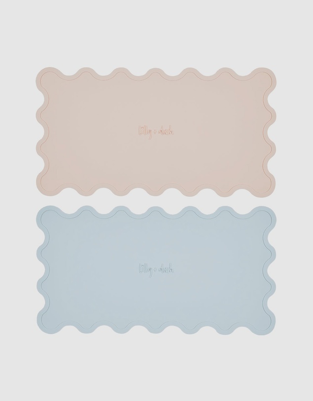 Lilly + Dash - Dog & Cat Wave Placemats - Pink Rose Quartz & Sky Blue