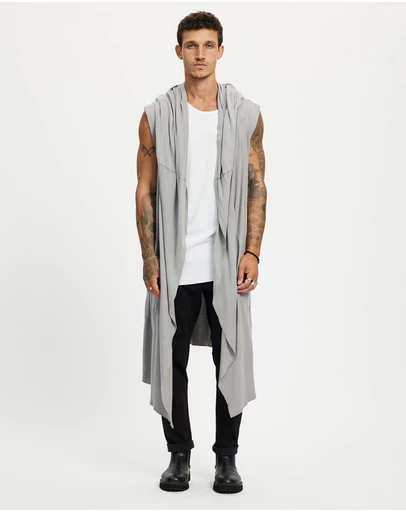 Surrounded By Ghosts - The Natrolite Hooded Rib Knit Sleeveless Cardigan