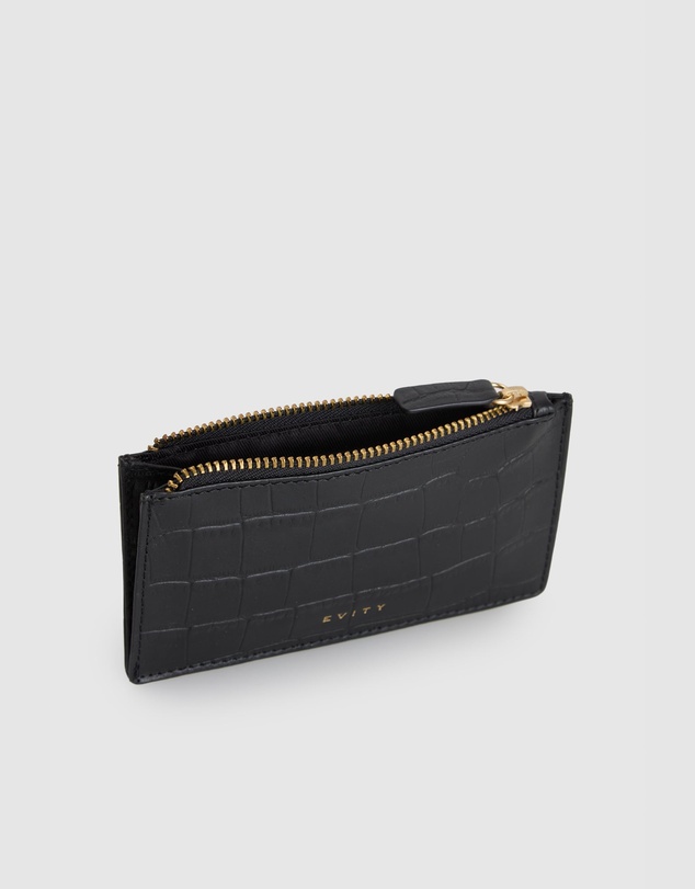 Evity - Lila Croc Emboss Leather CC Holder