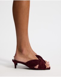 Atmos&Here - Ember Twist Detail Square Toe Suede Heels