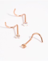 Lovisa - Rose Gold Surgical Steel Light Stone Nose Stud Pack