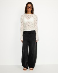 Dazie - Rosie Romance Sheer Lace Long Sleeve Top