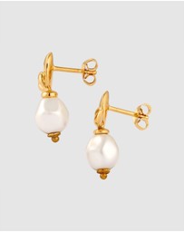 Elli Jewelry - Earrings Stud Pearl Flower 925 Sterling Silver Gold-Plated