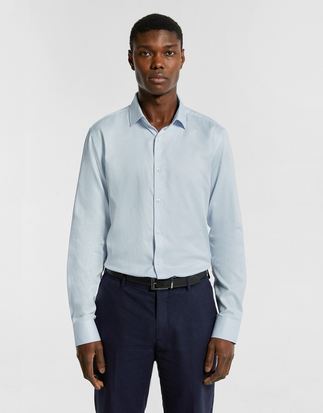yd. - Clubman Pure Cotton Twill Slim Fit Dress Shirt