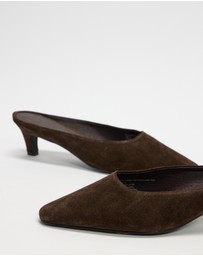 AERE - Tala Heeled Suede Mules