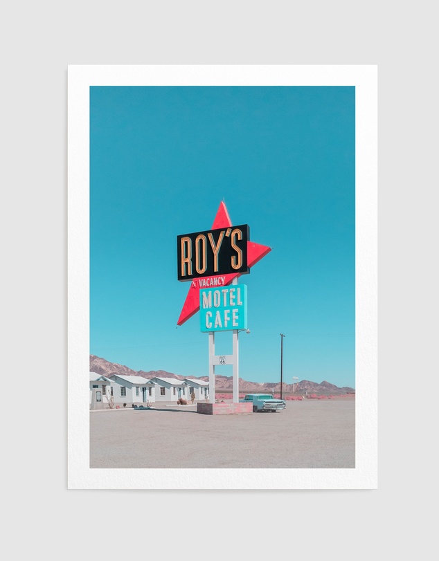 Olive et Oriel - Roy's Motel Cafe Retro Sign by Tom Windeknecht Art Print