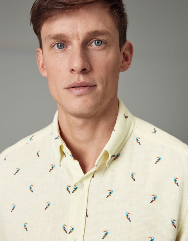 NEXT - Linen Blend Printed Short Sleeve Shirt