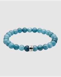 Kuzzoi - ICONIC EXCLUSIVE - Bracelet Male Agate Aquamarine Beads 925 Sterling Silver