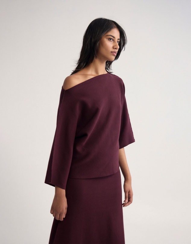 Oxford - Laura Knitted Folded Collar Top