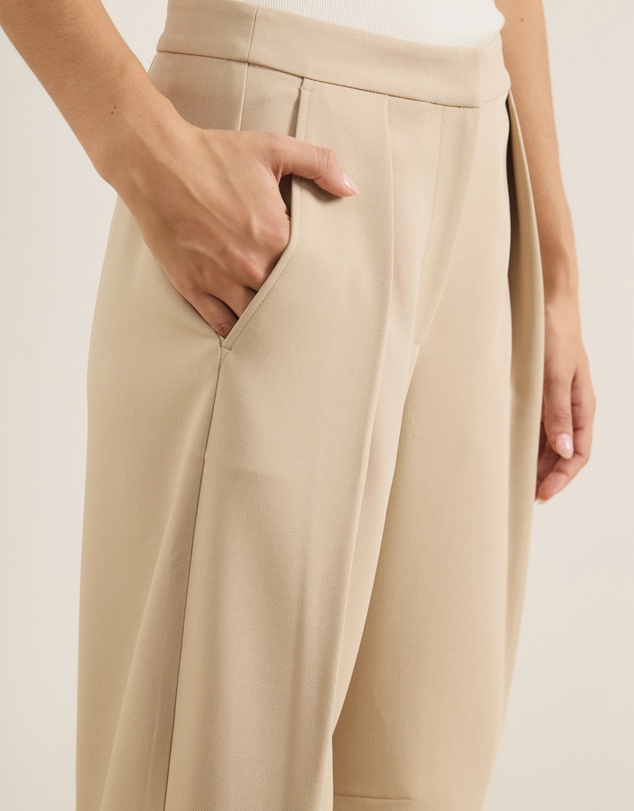 Atmos&Here - Lottie Tailored Barrel Leg Pants With Pleated Waistband