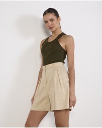 Cirkular - Pre-Loved - Bassike Army Green Ribbed Tank