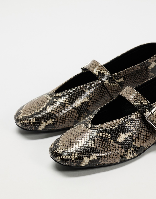 Atmos&Here - Riley Snakeskin Leather Ballet Flats