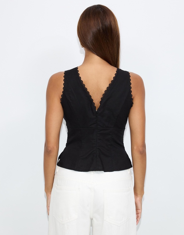Dazie - Weekend Wine Linen Blend Top