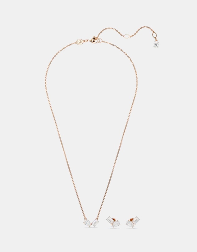 Swarovski - Mesmera Set, Pear Cut, Octagon Cut, White, Rose Gold-Tone Plated