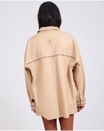 ONE TEASPOON - Daria Studded Leather Shacket - Tan