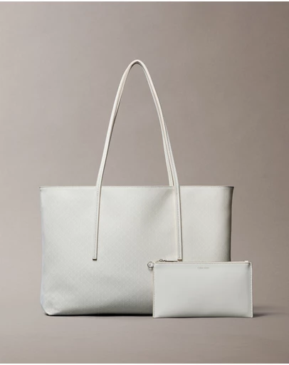 Calvin Klein - Allover Monogram Logo Tote Bag with Pouch