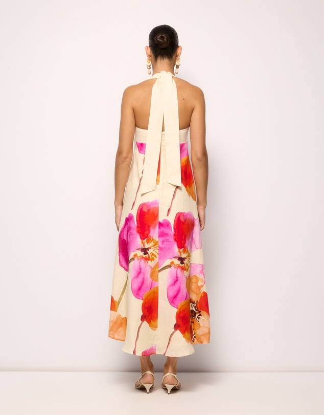 Revibe - Repaired AERE Fiora Linen Midi Dress - AU 8
