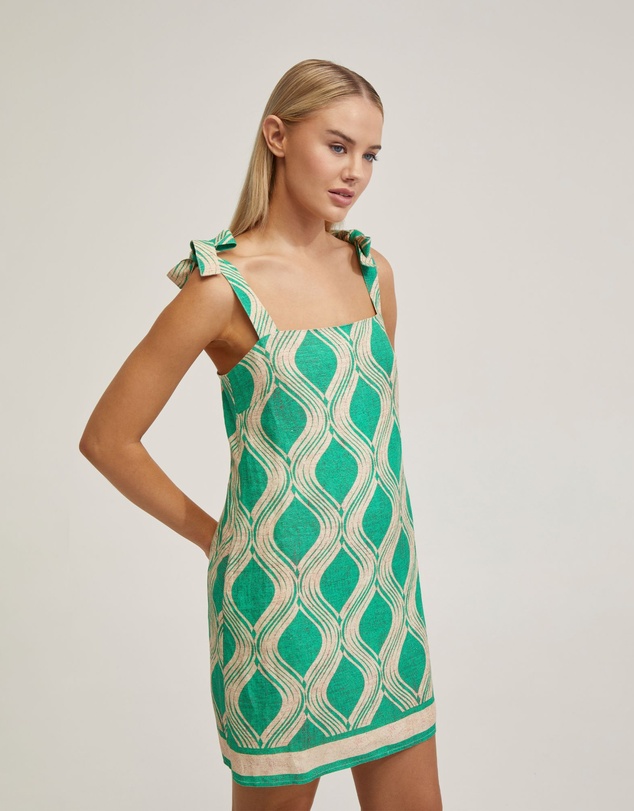 Oxford - Emily Linen Blend Printed Dress