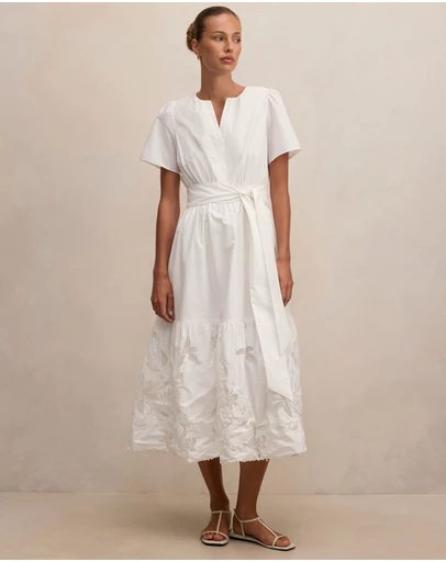 Forever New - Matilda Embroidered Tie Midi Dress
