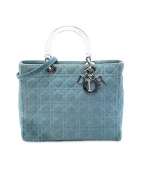 Pre-Loved by Azura Reborn - Pre-Loved Large Denim Cannage Acrylic Handles Lady Dior