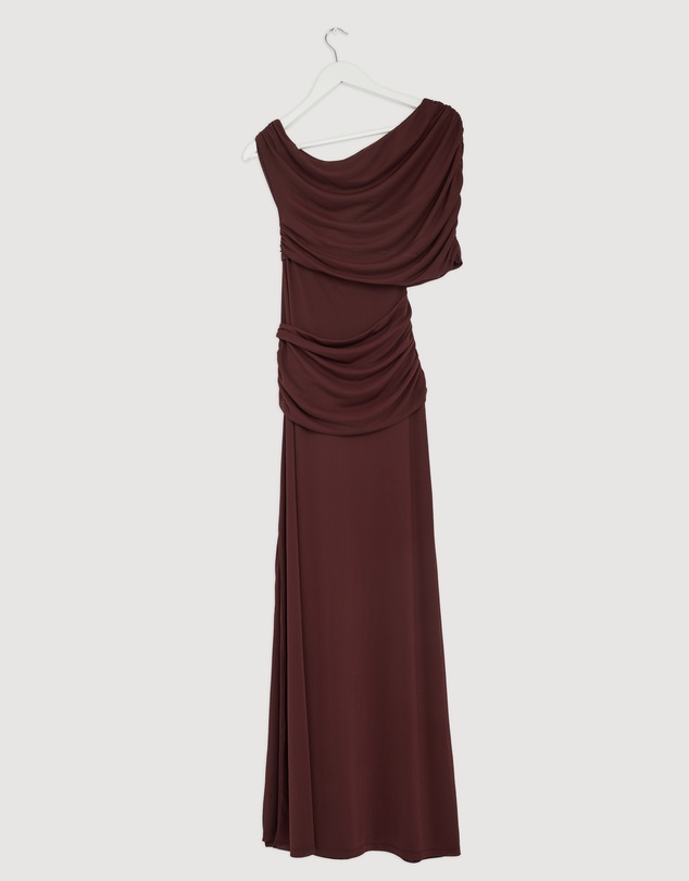 Revibe - Repaired CHANCERY Margot One Shoulder Drape Mesh Maxi Dress - AU 8