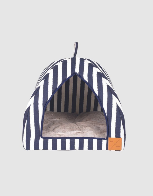 Mog & Bone - Cat Igloo - Navy Hampton Stripe Print