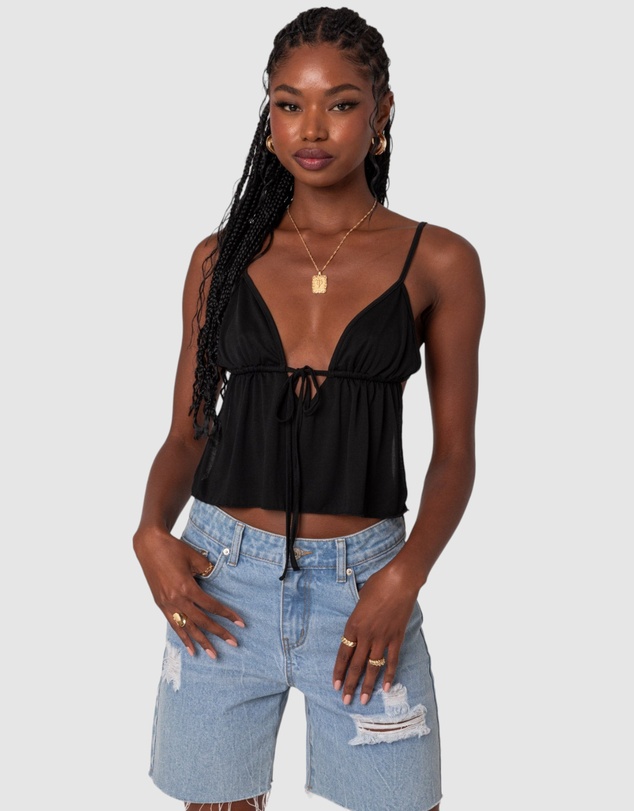 EDIKTED - Rylee Tie Front Open Back Top