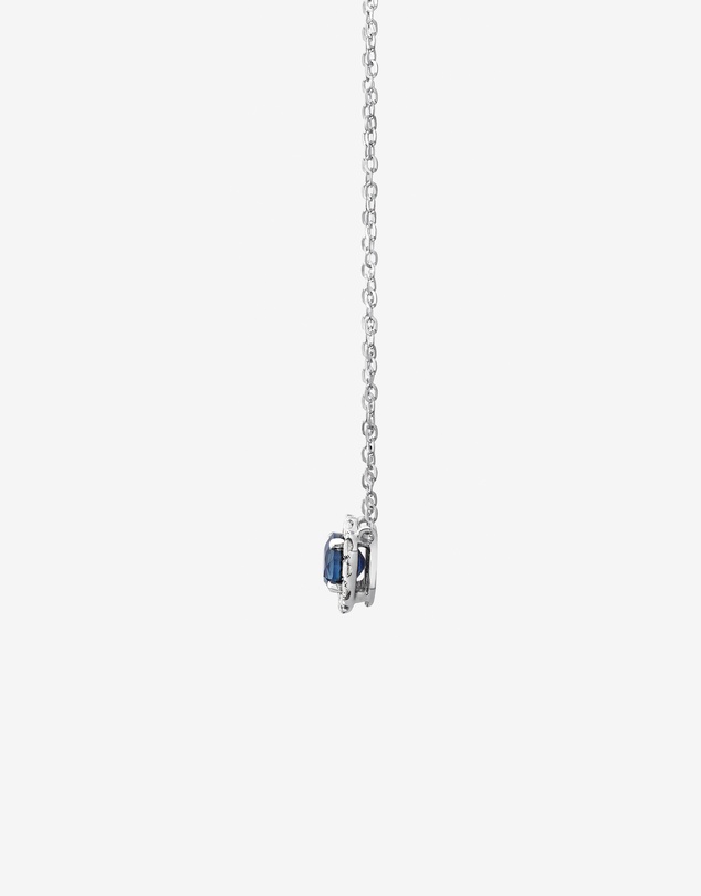 Michael Hill - Halo Pendant with Sapphire & 0.14 Carat TW of Diamonds in 10kt White Gold