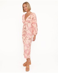 Petal & Pup - Kolby Long Sleeve Midi Dress - Pink Floral